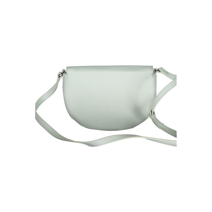 This Small Crossbody Handbag by Calvin Klein for women in polyethylene faux leather and light-blue presents a sculptural silhouette featuring a secure magnetic, ample cardholder, and versatile crossbody-strap & adjustable-strap for a sculptural finish.