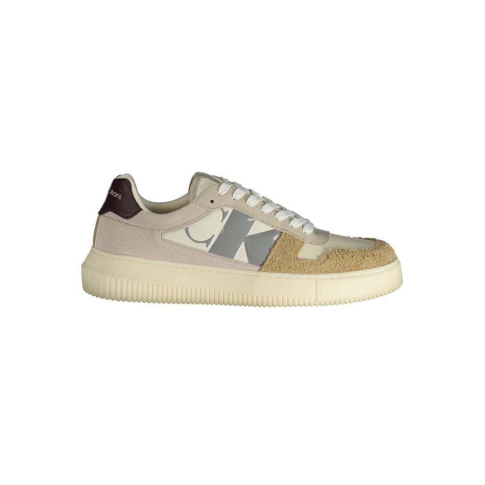 Sneakers by Calvin Klein for men in polyester & rubber beige & print presents a sumptuous silhouette from the Men's Fashion Polyester & Rubber Sneakers collection, showcasing a sumptuous fashion style for an elevated aesthetic.