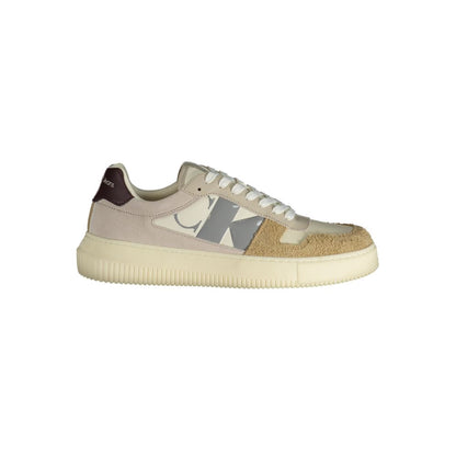 Sneakers by Calvin Klein for men in polyester & rubber beige & print presents a sumptuous silhouette from the Men's Fashion Polyester & Rubber Sneakers collection, showcasing a sumptuous fashion style for an elevated aesthetic.