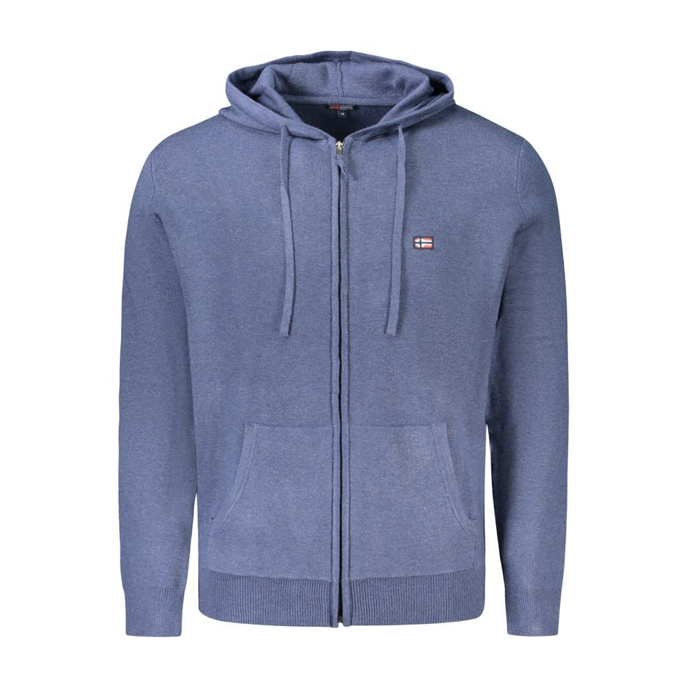 Hooded Cardigan by Norway 1963 for men in viscose polyester & polyamide blue & signature showcases a luxurious silhouette, meticulously detailed with a sophisticated wrap hooded neckline and for a refined finish.