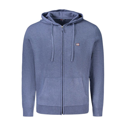 Hooded Cardigan by Norway 1963 for men in viscose polyester & polyamide blue & signature showcases a luxurious silhouette, meticulously detailed with a sophisticated wrap hooded neckline and for a refined finish.