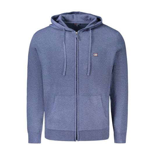 Hooded Cardigan by Norway 1963 for men in viscose polyester & polyamide blue & signature showcases a luxurious silhouette, meticulously detailed with a sophisticated wrap hooded neckline and for a refined finish.