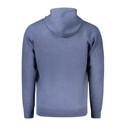Hooded Cardigan by Norway 1963 for men in viscose polyester & polyamide blue & signature features a nuanced silhouette with a refined wrap hooded neckline and nuanced detailing for a sophisticated look.