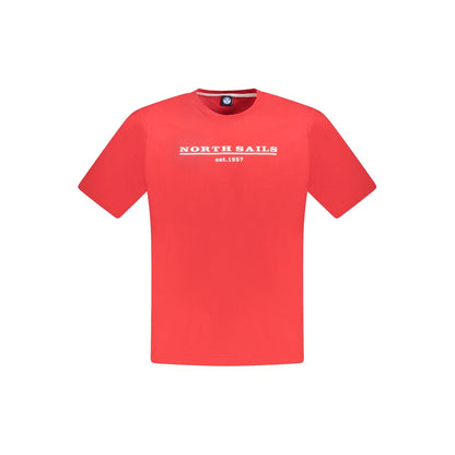 T-Shirt by North Sails for men in cotton red features a plush silhouette, showcasing a sophisticated crew neckline and short-sleeve for a truly plush finish.