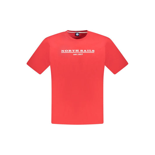 T-Shirt by North Sails for men in cotton red features a plush silhouette, showcasing a sophisticated crew neckline and short-sleeve for a truly plush finish.