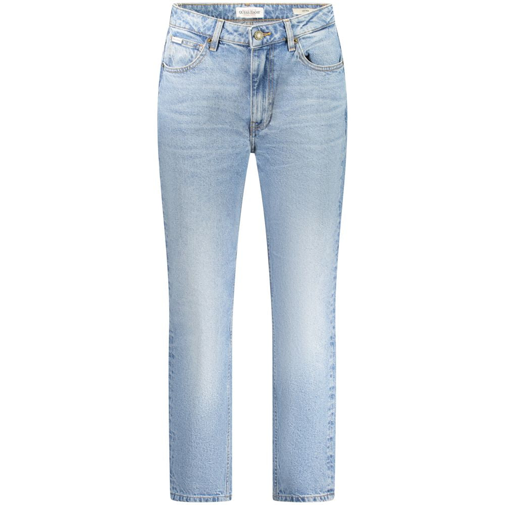 Jeans by Guess Jeans for women in stretch denim cotton light-blue features a polished silhouette with a polished mom, reaching a polished long and finished with a polished .