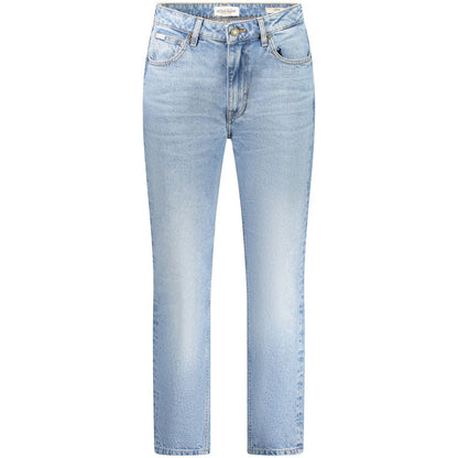 Jeans by Guess Jeans for women in stretch denim cotton light-blue features a polished silhouette with a polished mom, reaching a polished long and finished with a polished .