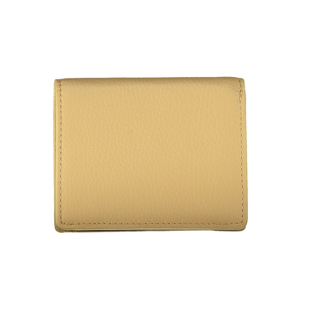 Wallet by Coccinelle for women in leather beige showcases a refined silhouette, artfully detailed with the signature style of the Leather Wallet and functional coin-purse.