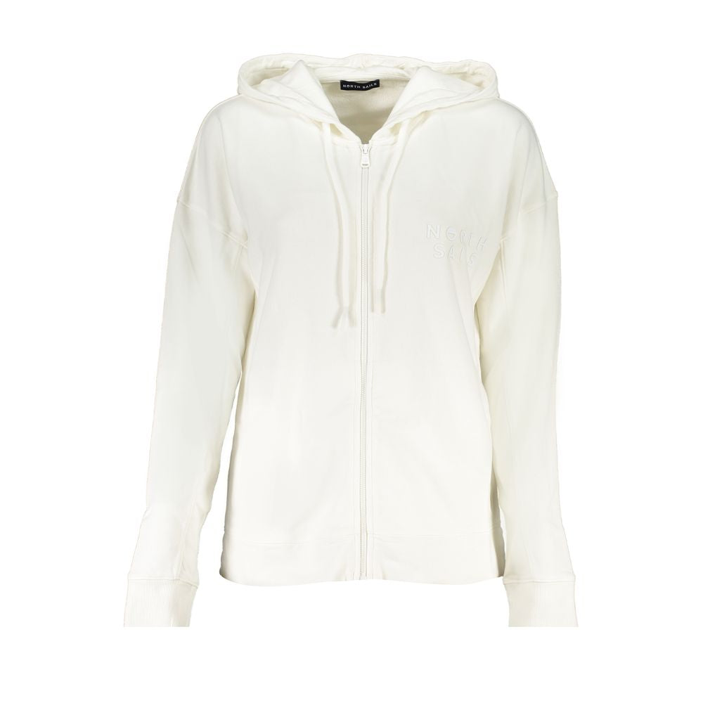 Hooded Sweatshirt Hoodie by North Sails for women in organic cotton white features an avant-garde silhouette, showcasing a sophisticated hooded neckline and detail for a truly avant-garde finish.