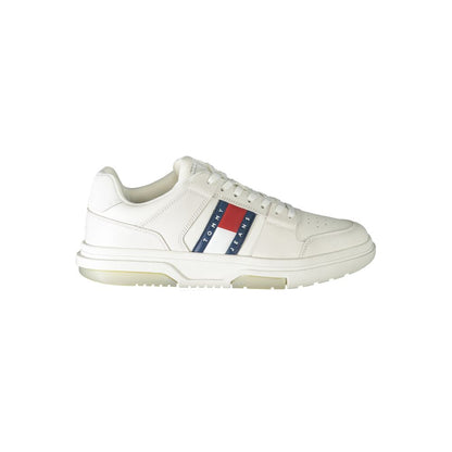 Sneakers by Tommy Hilfiger for men in polyester polyethylene leather white & signature presents a sumptuous silhouette from the Men's Fashion Polyester Polyethylene Leather Sneakers collection, showcasing a sumptuous fashion style for an elevated aesthetic.