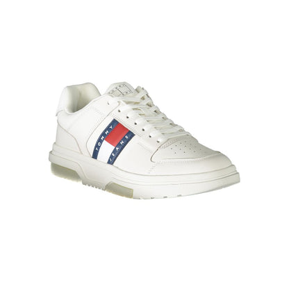 Sneakers by Tommy Hilfiger for men in polyester polyethylene leather white & signature presents a sumptuous silhouette as Men's Fashion Polyester Polyethylene Leather Sneakers, expertly defined by a sumptuous fashion style for a sumptuous, high-fashion look.