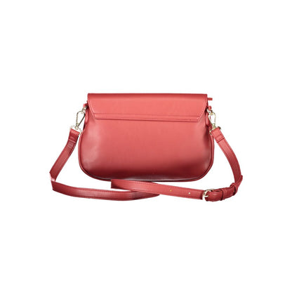 Handbag by Mario Valentino for women in polyethylene red features an refined silhouette, showcasing a secure zipper, ample internal-pockets, and versatile shoulder-strap & adjustable-strap for a sophisticated refined aesthetic.