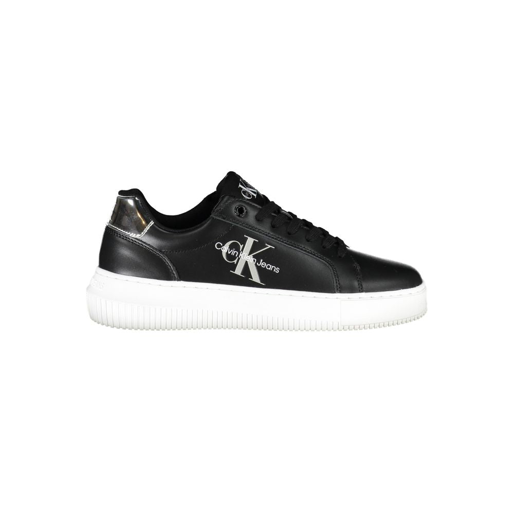 Sneakers by Calvin Klein for women in polyester polyethylene leather black presents a sumptuous silhouette from the Women's Fashion Polyester Polyethylene Leather Sneakers collection, showcasing a sumptuous fashion style for an elevated aesthetic.
