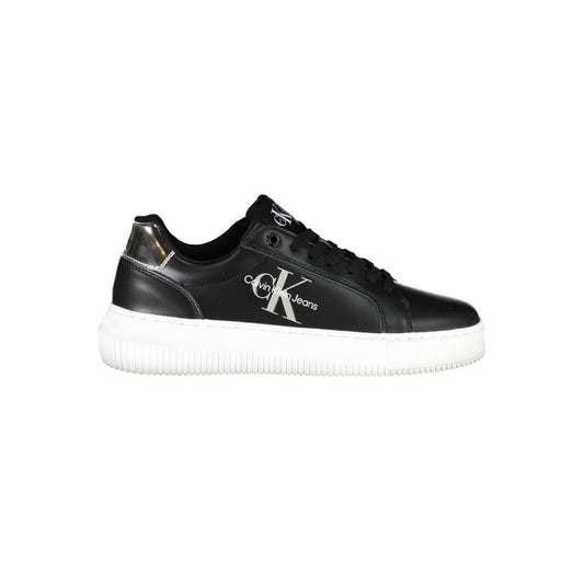 Sneakers by Calvin Klein for women in polyester polyethylene leather black presents a sumptuous silhouette from the Women's Fashion Polyester Polyethylene Leather Sneakers collection, showcasing a sumptuous fashion style for an elevated aesthetic.