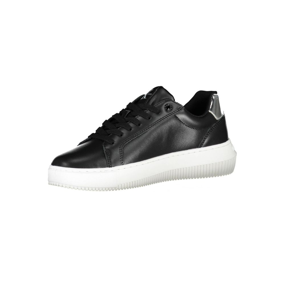Sneakers by Calvin Klein for women in polyester polyethylene leather black features a sumptuous design, perfectly showcasing the sumptuous fashion style of this Women's Fashion Polyester Polyethylene Leather Sneakers.