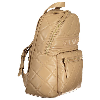 Quilted Backpack by Mario Valentino for women in polyethylene faux leather beige & signature presents a stately Polyethylene Faux Leather Quilted Backpack design, showcasing a secure zipper with ample external-pockets & internal-pockets and versatile backpack-strap, adjustable-strap & handle for a stately finish.