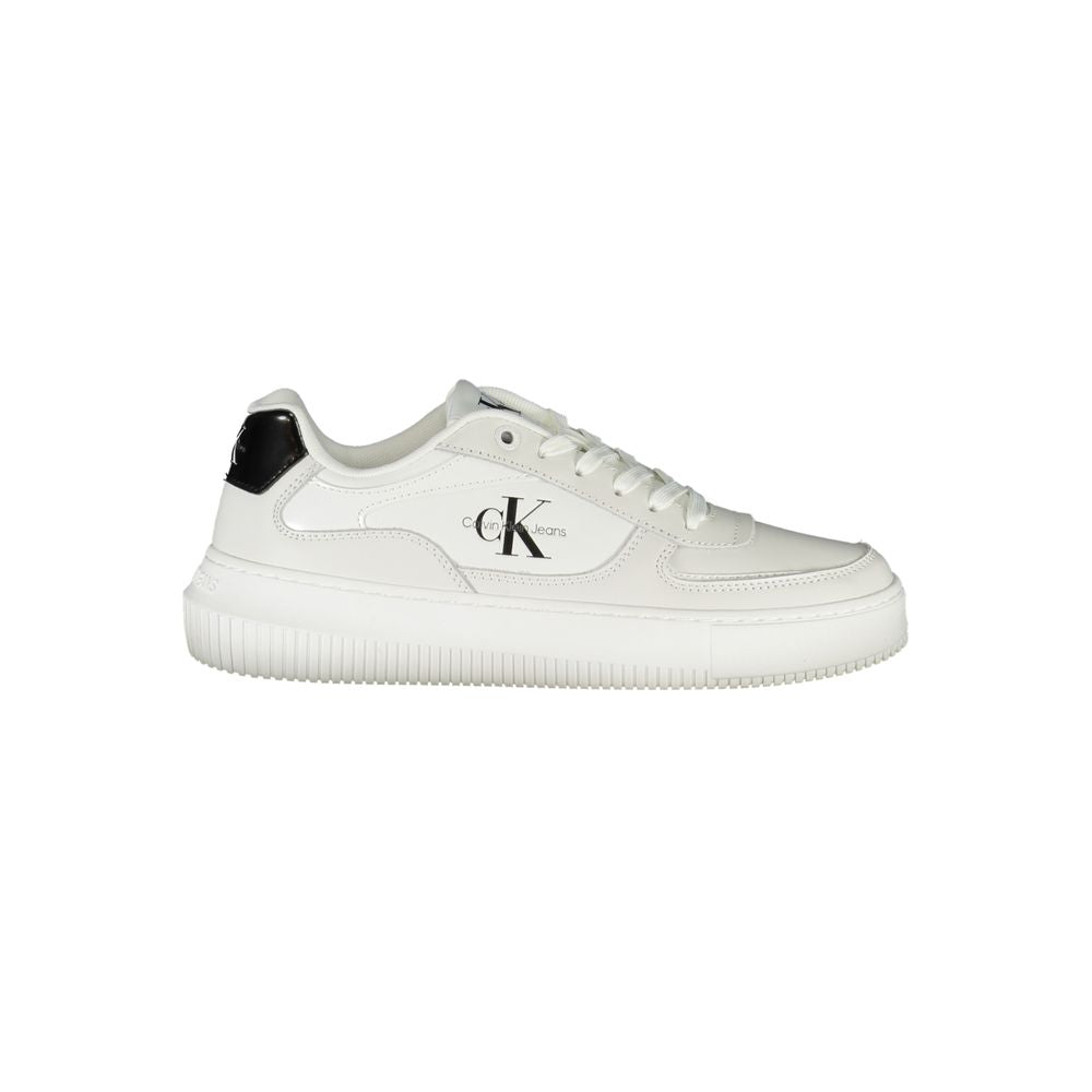 Sneakers by Calvin Klein for women in polyester polyethylene leather white features an sumptuous design from the Women's Fashion Polyester Polyethylene Leather Sneakers collection, highlighting a sumptuous fashion style for a premium, high-fashion look.