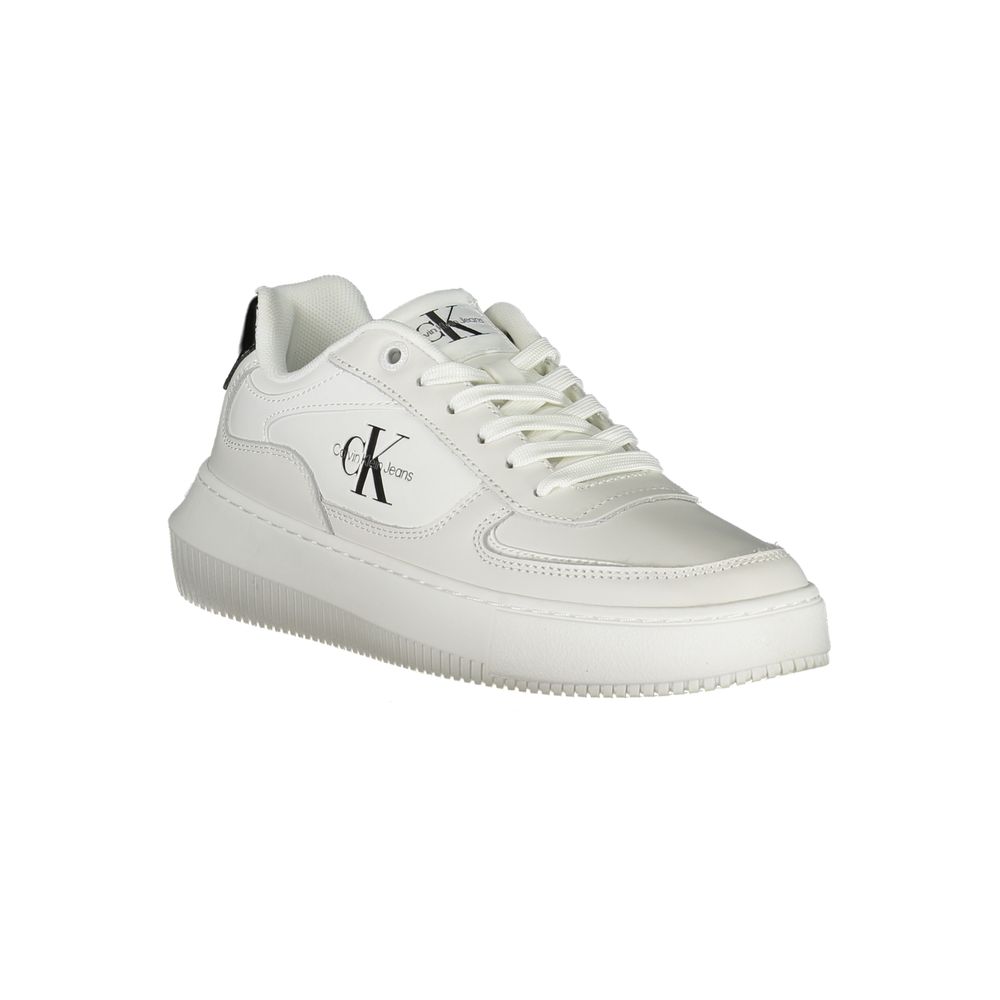 Sneakers by Calvin Klein for women in polyester polyethylene leather white features an opulent silhouette from the Women's Fashion Polyester Polyethylene Leather Sneakers collection, showcasing a signature fashion style with an opulent finish.