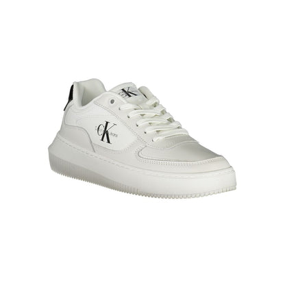 Sneakers by Calvin Klein for women in polyester polyethylene leather white features an opulent silhouette from the Women's Fashion Polyester Polyethylene Leather Sneakers collection, showcasing a signature fashion style with an opulent finish.