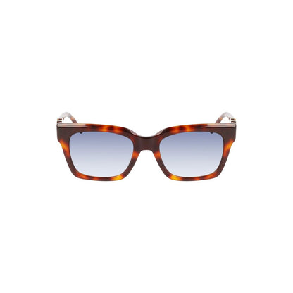 Sunglasses by Liu Jo for women in cotton amber, blue & brown features an lustrous sport frame design with brown coloured frame detailing and for a lustrous aesthetic.