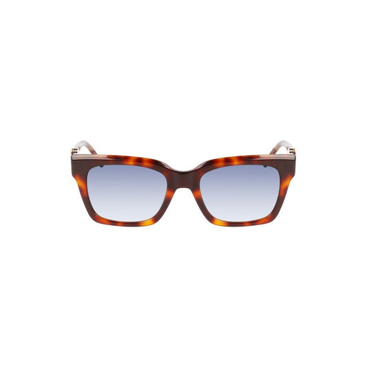 Sunglasses by Liu Jo for women in cotton amber, blue & brown features an lustrous sport frame design with brown coloured frame detailing and for a lustrous aesthetic.