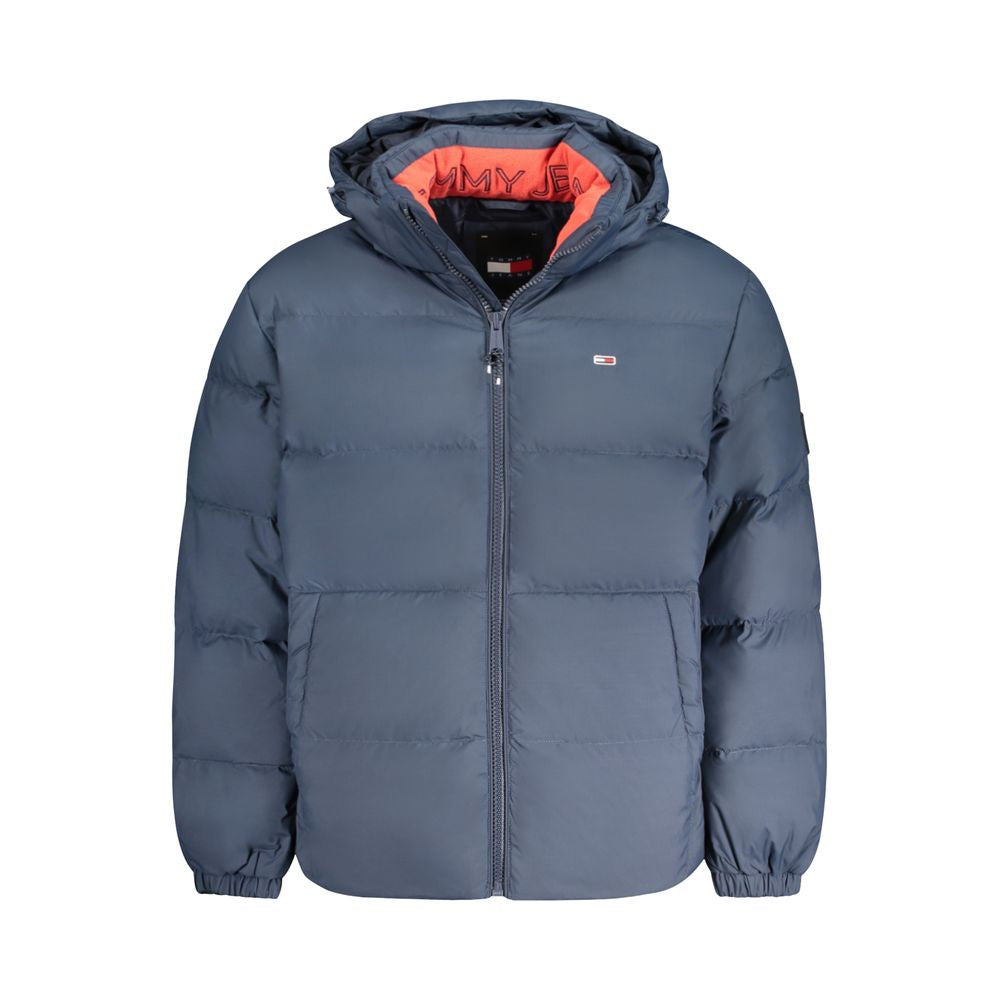 This Hooded Jacket by Tommy Hilfiger for men in polyester blue showcases a magnificent silhouette, meticulously crafted with a distinctive hooded neckline and functional pockets & hooded for a magnificent finish.