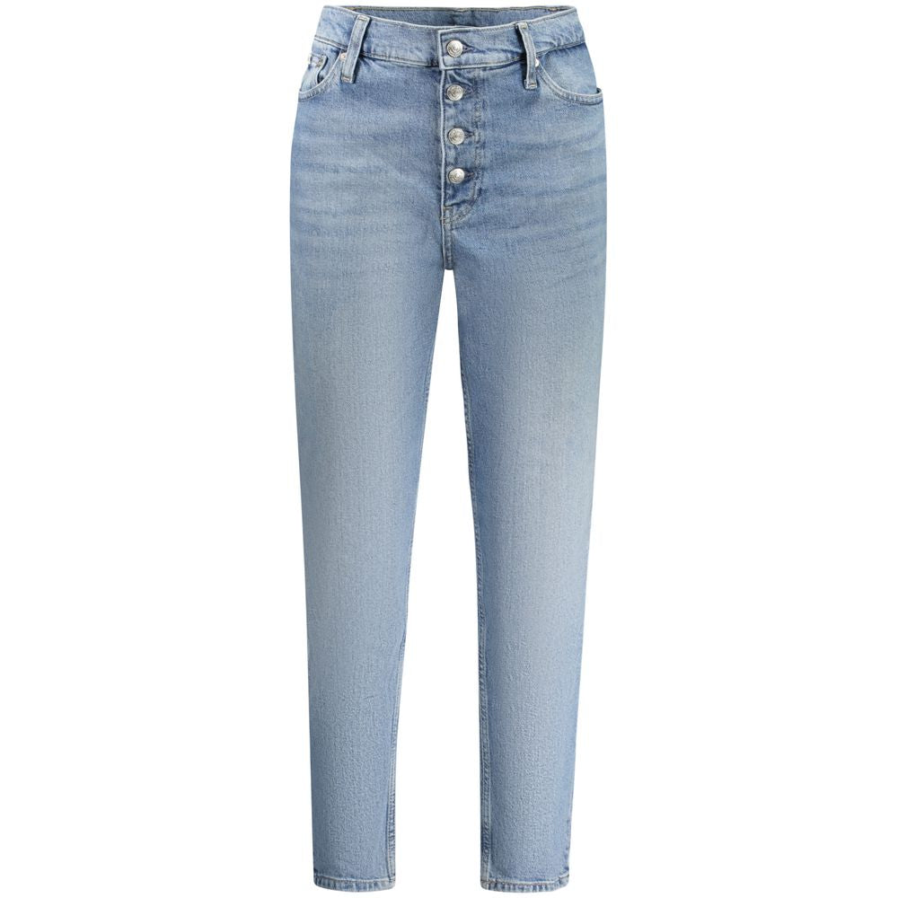 Jeans by Calvin Klein for women in stretch cotton light-blue features an refined tailoring silhouette, showcasing a premium mom with a and long cut for a refined tailoring look.