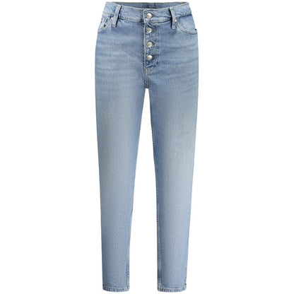 Jeans by Calvin Klein for women in stretch cotton light-blue features an refined tailoring silhouette, showcasing a premium mom with a and long cut for a refined tailoring look.