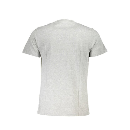 T-Shirt by Cavalli Class for men in cotton brown, gray & print showcases a chic silhouette, artfully detailed with a chic and for a chic finish.