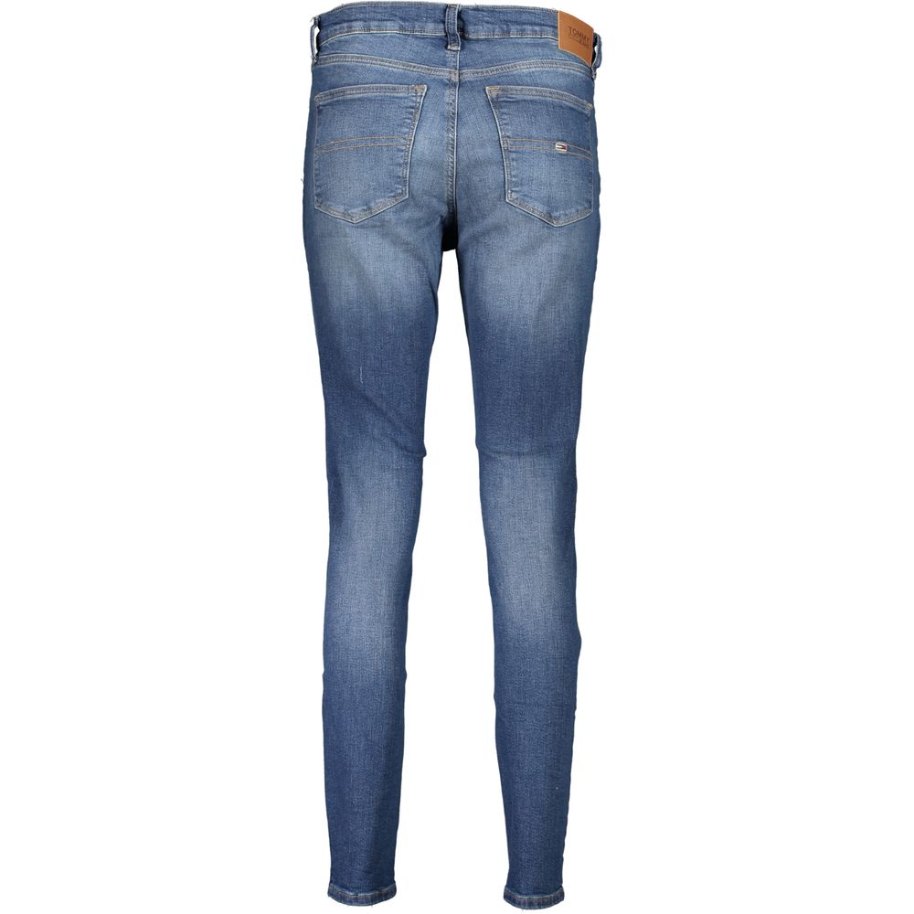 Pants by Tommy Hilfiger for women in cotton dark-blue features an understated silhouette, showcasing a sophisticated skinny and long with a refined mid rise for an understated, polished aesthetic.