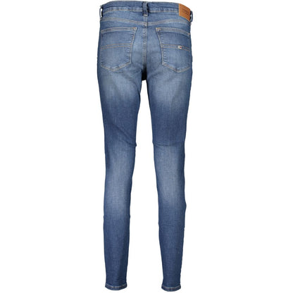 Pants by Tommy Hilfiger for women in cotton dark-blue features an understated silhouette, showcasing a sophisticated skinny and long with a refined mid rise for an understated, polished aesthetic.