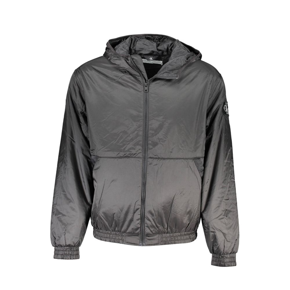Hooded Windbreaker Jacket by Calvin Klein for men in polyester black features an magnificent silhouette, showcasing the sophisticated hooded neckline and functional pockets, hooded & windproof for a premium, magnificent look.