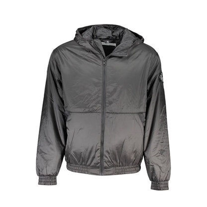 Hooded Windbreaker Jacket by Calvin Klein for men in polyester black features an magnificent silhouette, showcasing the sophisticated hooded neckline and functional pockets, hooded & windproof for a premium, magnificent look.