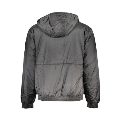 Hooded Windbreaker Jacket by Calvin Klein for men in polyester black features an stylish silhouette, showcasing a sophisticated and performance-driven pockets, hooded & windproof for a premium, stylish look.