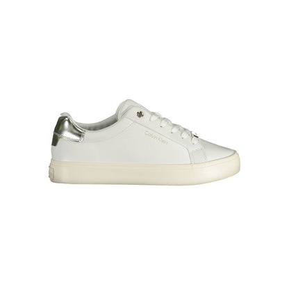 Sneakers by Calvin Klein for women in polyester polyethylene leather white features an opulent silhouette from the Women's Casual Polyester Polyethylene Leather Sneakers collection, showcasing a signature casual style with an opulent finish.