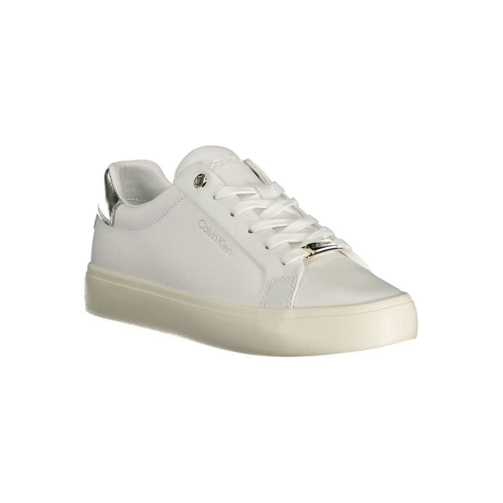 Sneakers by Calvin Klein for women in polyester polyethylene leather white features an sumptuous design from the Women's Casual Polyester Polyethylene Leather Sneakers collection, highlighting a sumptuous casual style for a premium, high-fashion look.