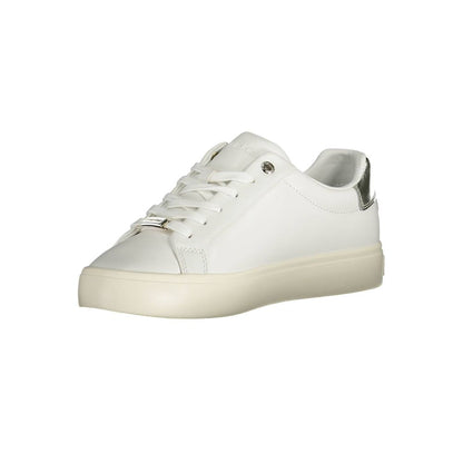 Sneakers by Calvin Klein for women in polyester polyethylene leather white presents a sumptuous silhouette from the Women's Casual Polyester Polyethylene Leather Sneakers collection, showcasing a sumptuous casual style for an elevated aesthetic.