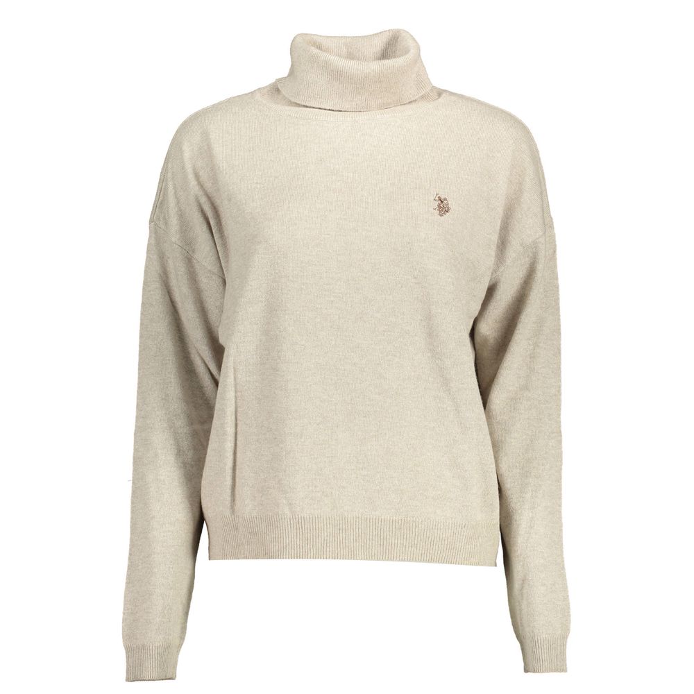 Sweater by U.S. POLO ASSN. for women in cashmere viscose beige showcases a discreet silhouette, finished with a discreet turtle high-collar neckline and long-sleeve for a discreet look.