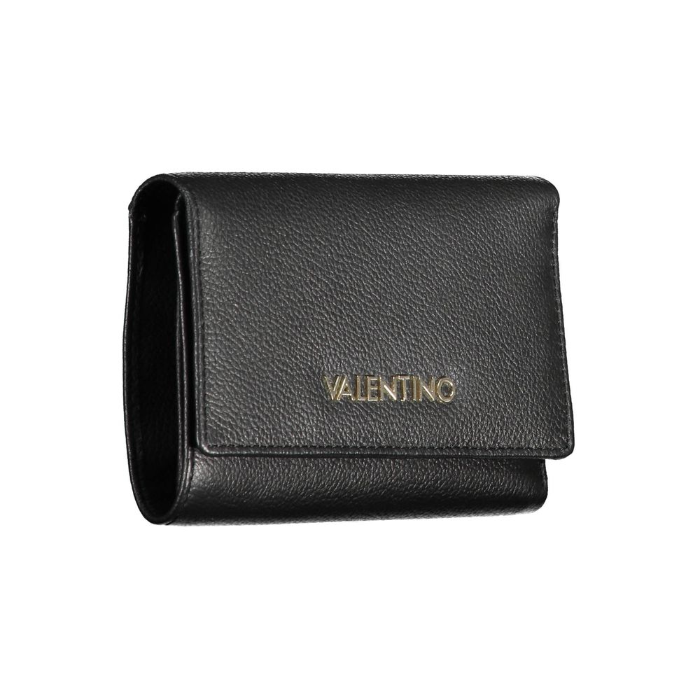 Cardholder Wallet by Mario Valentino for women in faux leather black showcases a refined silhouette, artfully detailed with the signature style of the Faux Leather Cardholder Wallet and functional card-organization compact-design.