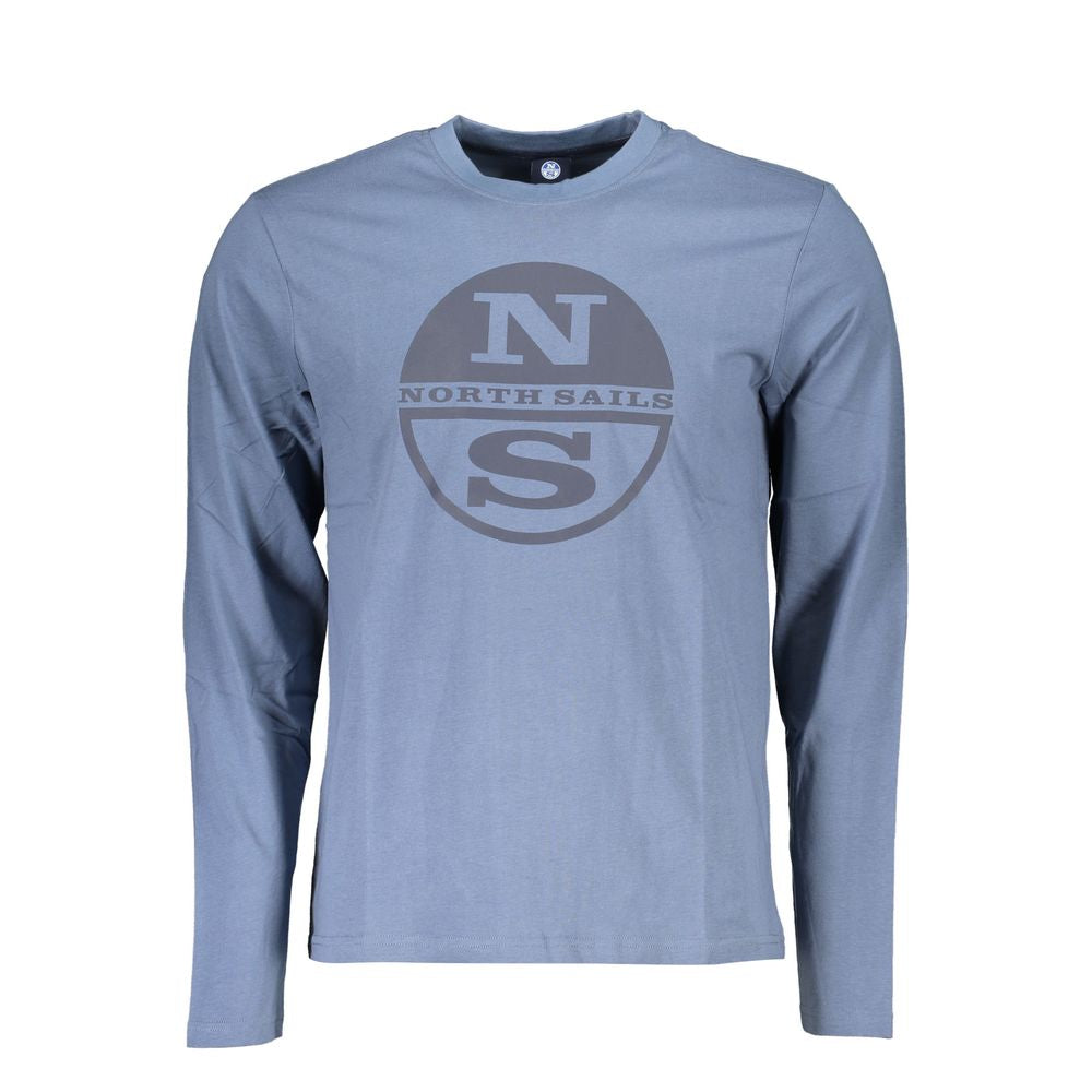 T-Shirt by North Sails for men in cotton blue showcases a fashionable silhouette, elegantly detailed with a fashionable and crew neckline for a sophisticated, high-fashion look.