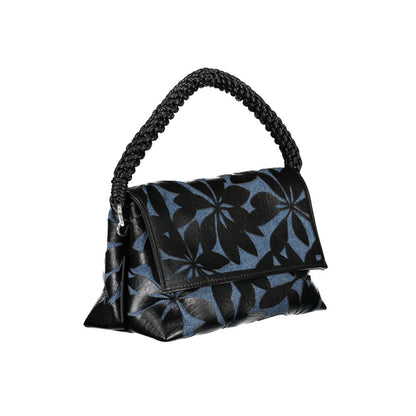 Crossbody Flap Handbag by Desigual for women in polyester polyurethane leather black & floral presents a ornamental silhouette, showcasing a secure flap, zipper & magnetic, ample built-in-compartments, and versatile crossbody-strap, adjustable-strap, detachable-strap & handle for a ornamental finish.