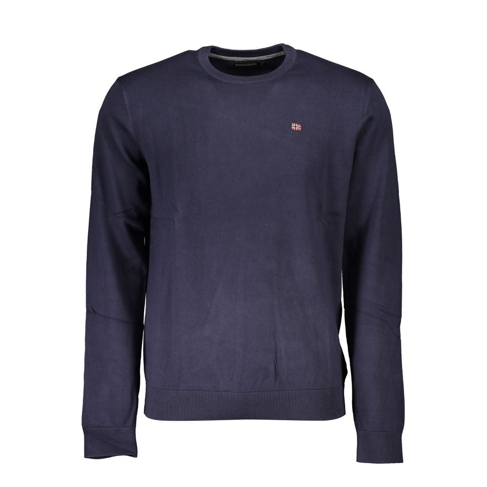 Sweater by Napapijri for men in cotton blue showcases a sumptuous silhouette, artfully finished with a sumptuous crew neckline and for a sophisticated, sumptuous look.