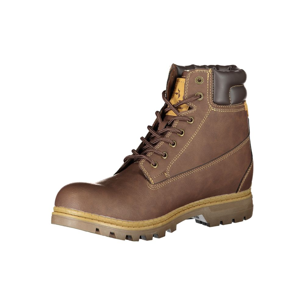 Lace-Up Ankle Boots by Carrera for men in polyester & polyurethane brown features an dynamic silhouette, showcasing the dynamic Men's Polyester & Polyurethane Lace-Up Ankle Boots design with its distinctive and elegant .