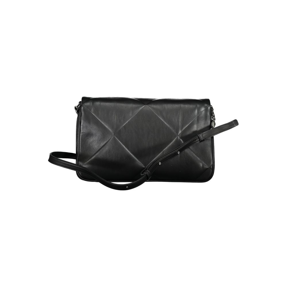 Quilted Shoulder Convertible Handbag by Calvin Klein for women in polyester faux leather black features an exquisite silhouette, showcasing a secure clip, ample built-in-compartments & internal-pockets, and versatile shoulder-strap & adjustable-strap for exquisite style.