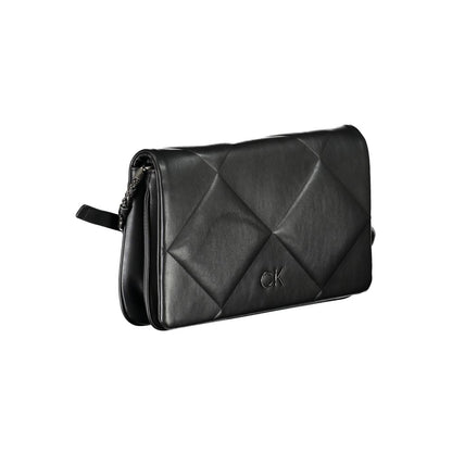 Quilted Shoulder Convertible Handbag by Calvin Klein for women in polyester faux leather black features a polished silhouette with a secure clip, ample built-in-compartments & internal-pockets, and polished shoulder-strap & adjustable-strap for a sophisticated look.