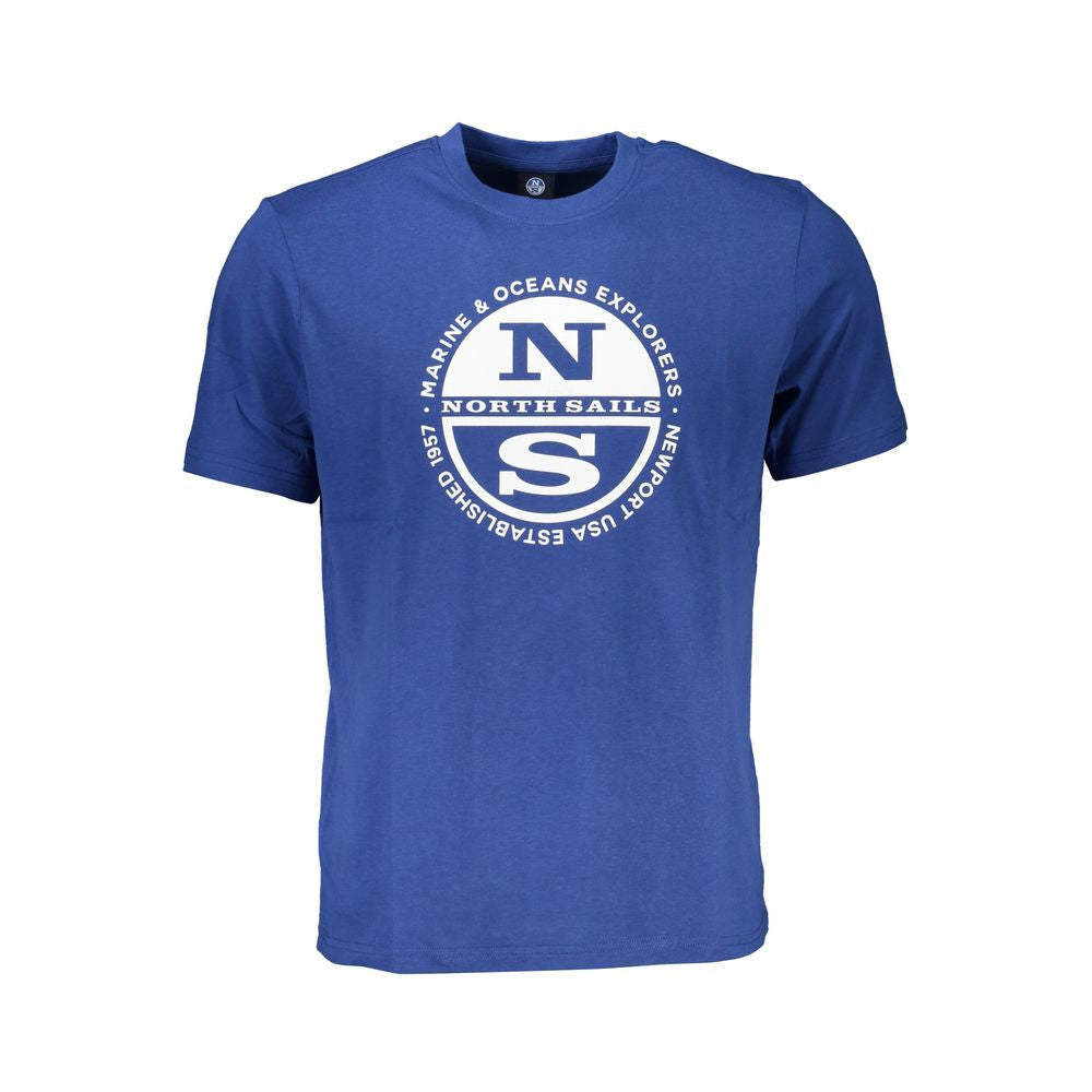 T-Shirt by North Sails for men in cotton blue & print showcases a fashionable silhouette, elegantly detailed with a fashionable and crew neckline for a sophisticated, high-fashion look.