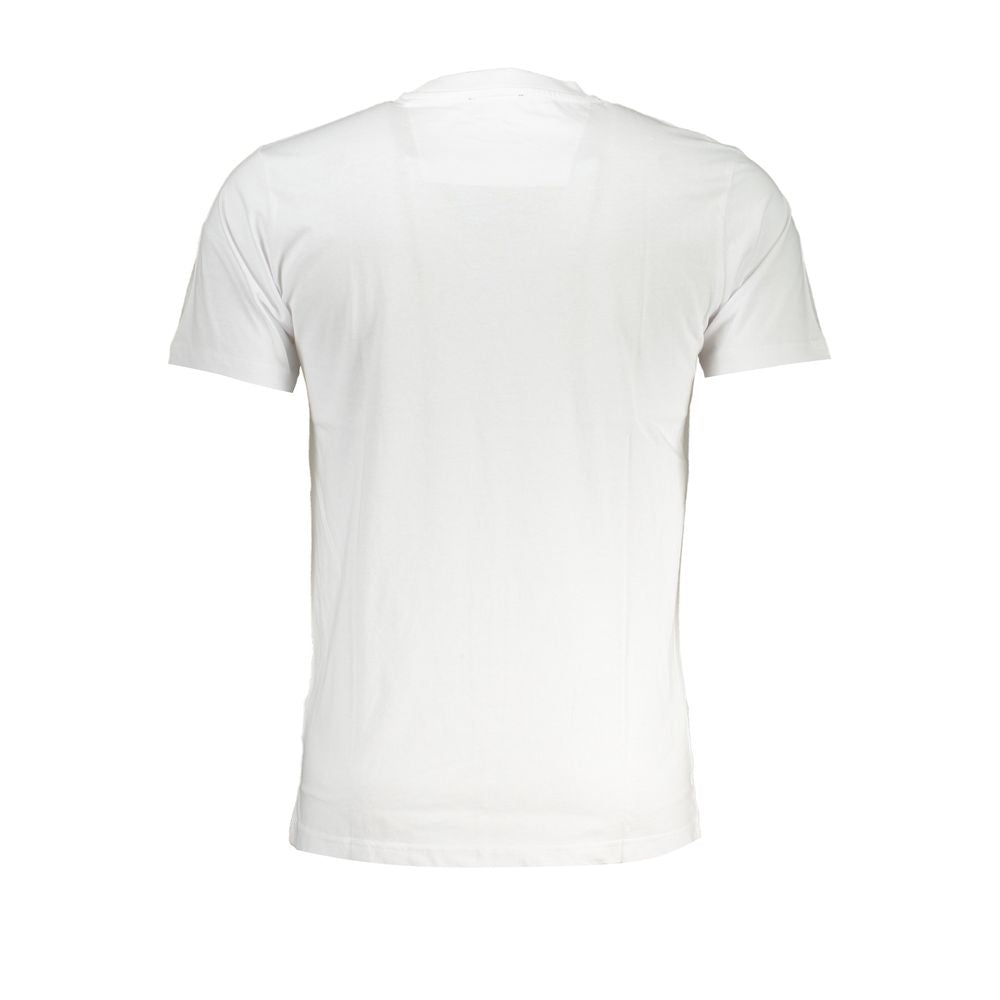 T-Shirt by Cavalli Class for men in cotton white & print features an edgy silhouette, meticulously detailed with a sophisticated and crew neckline for a truly edgy finish.