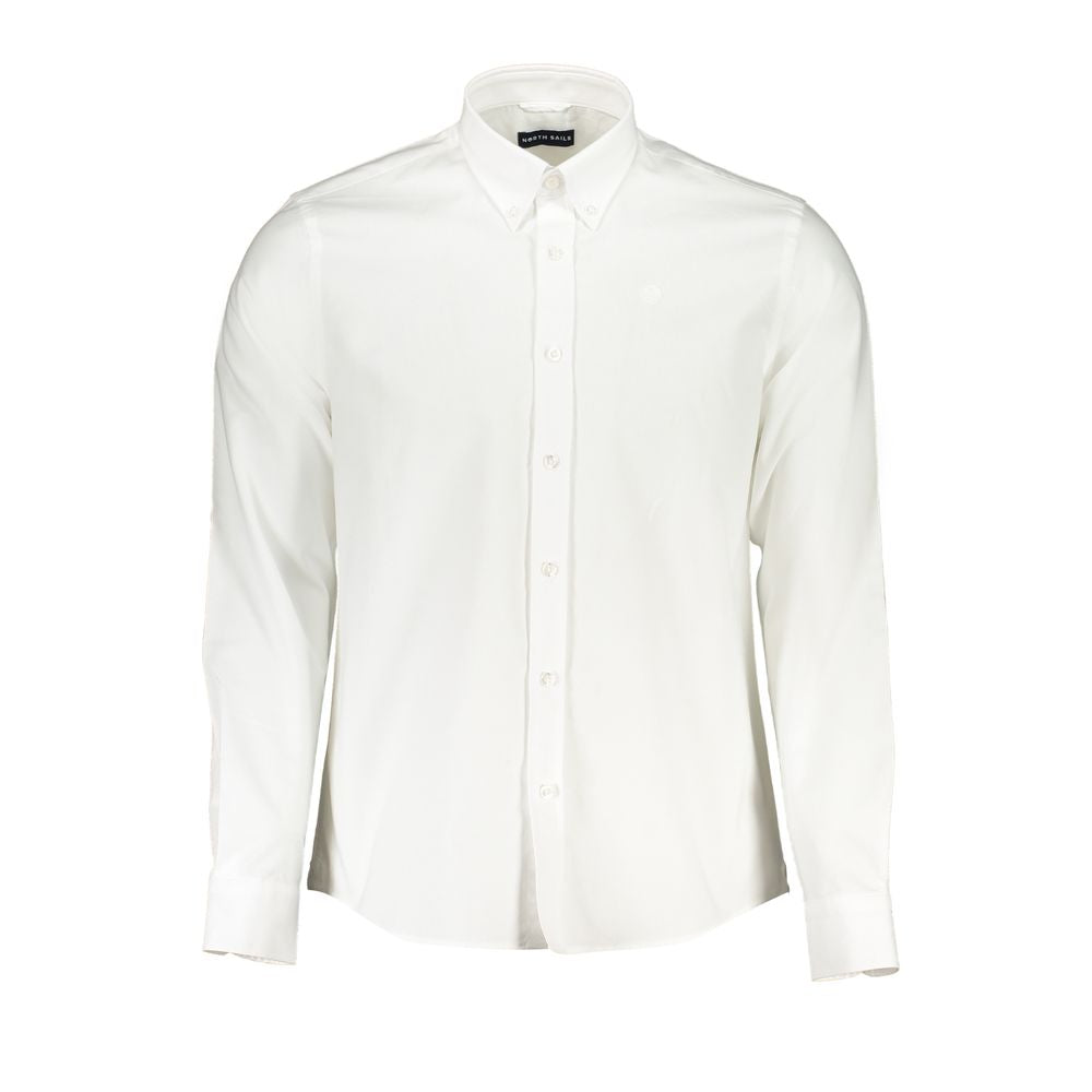 Dress Shirt by North Sails for men in organic cotton white features an polished silhouette, showcasing a sophisticated button-down-collar neckline and long-sleeve detail for a truly polished finish.