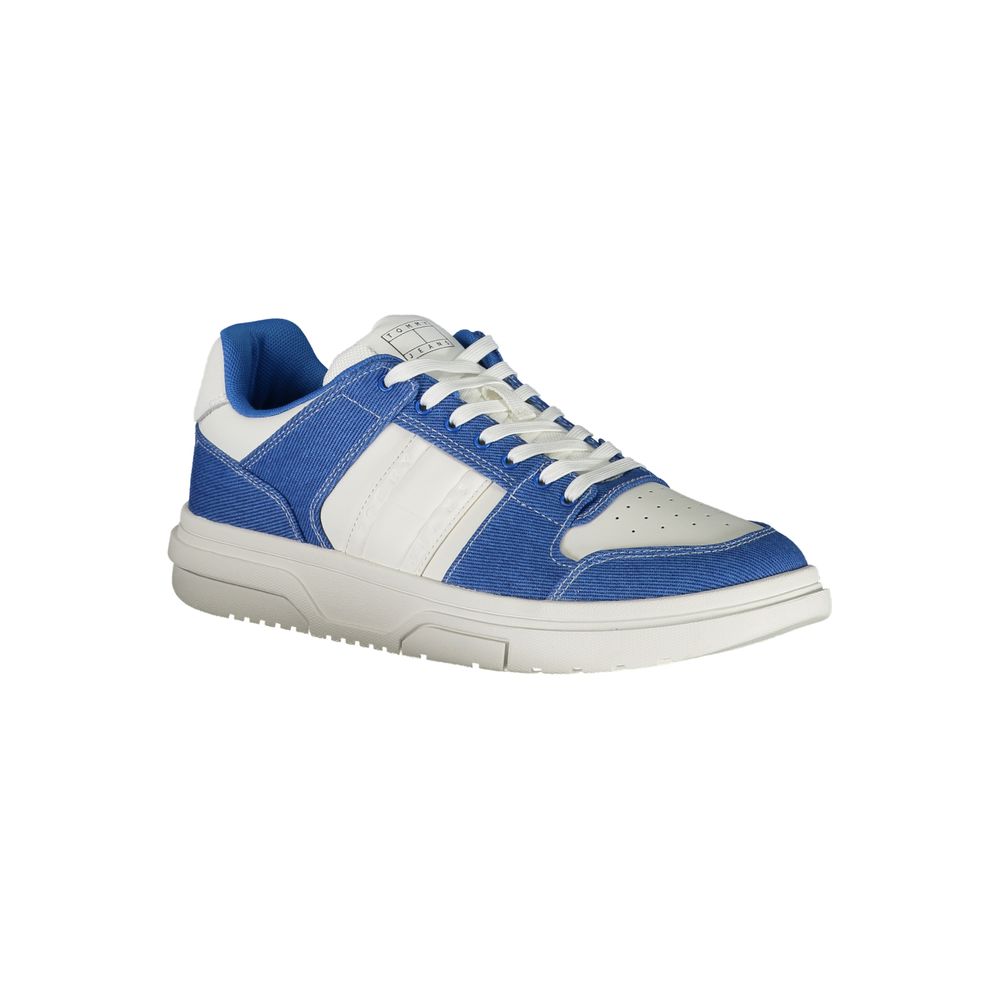 Athletic Sneakers by Tommy Hilfiger for men in polyester polyurethane leather white showcases an impeccable silhouette, defined by an impeccable athletic style design that perfectly captures the essence of the Crisp Men's Athletic Polyester Polyurethane Leather Sneakers.