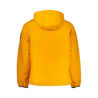 Hooded Windbreaker Jacket by Napapijri for men in polyester orange features an perennial silhouette with a refined hooded neckline and perennial pockets, hooded & windproof for a sophisticated weather-resistant look.